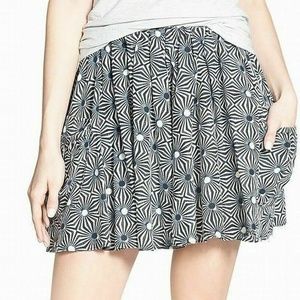 Free People Black Graphic Printed A-Line Skirt